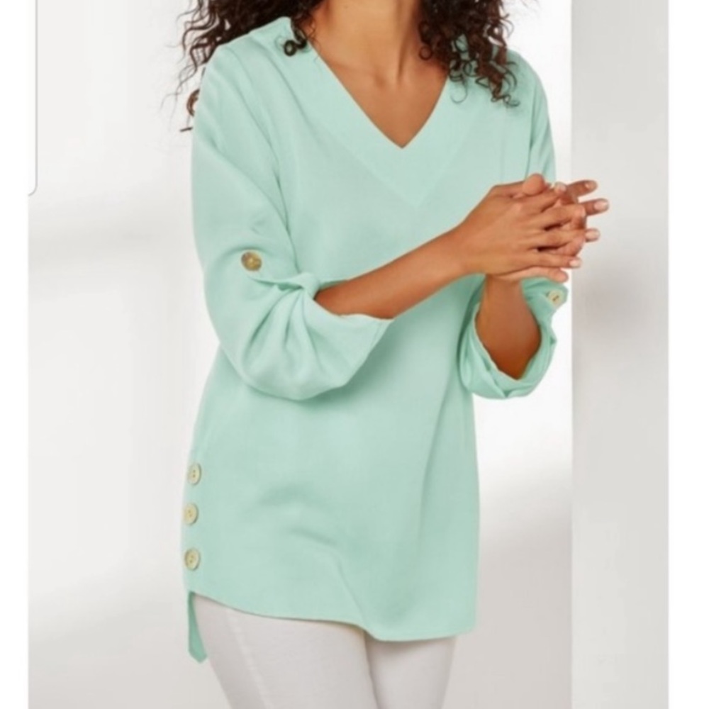 Soft Surroundings Fairmount tunic mint green tencel size Medium